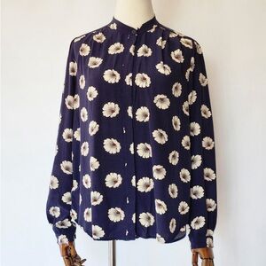 Ann Taylor Navy Floral Blouse